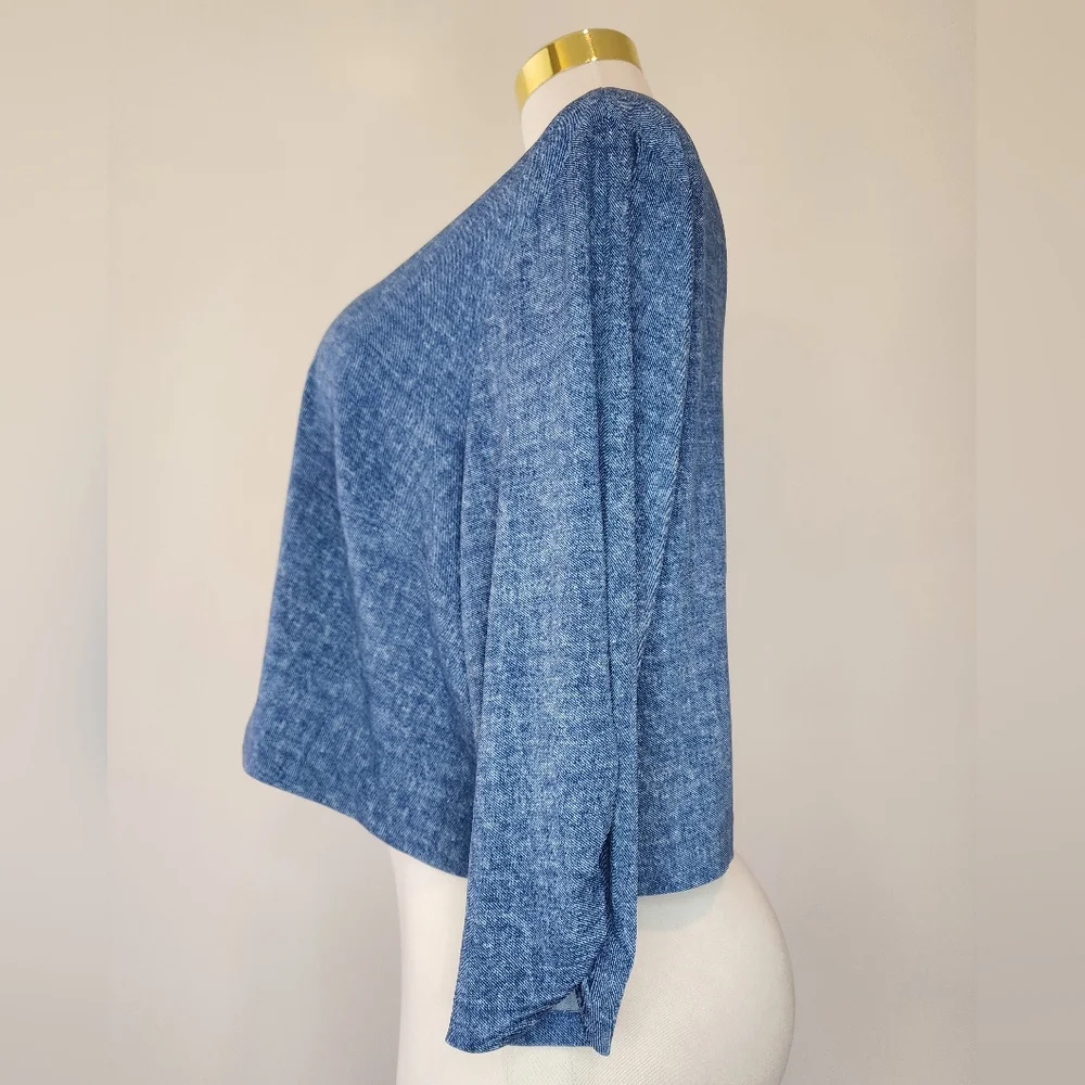 Preceptions Womans 3X Denim Blue Color Cropped Cardigan - Picture 4 of 10